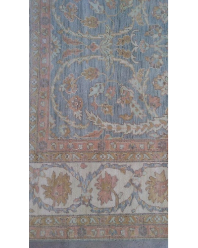 Handknotted Turkish Light Blue / Beige Rug 8x11 7041-Light Blue-8x11-7/40-4