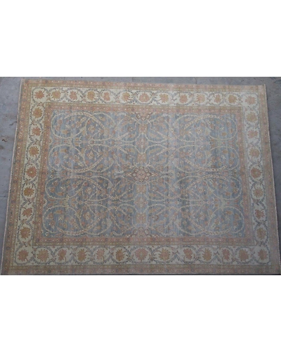 Handknotted Turkish Light Blue / Beige Rug 8x11 7041-Light Blue-8x11-7/40-6