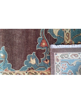 Handknotted Turkish Brown / Blue Rug 8x10 7006