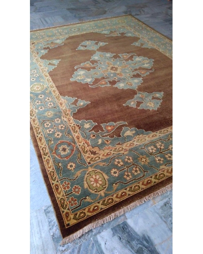Handknotted Turkish Brown / Blue Rug 8x10 7006-Brown-8x10-5/32-2