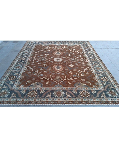 Handknotted Turkish Brown / Navy 8x10 7033-Brown-8x10-6/40-2