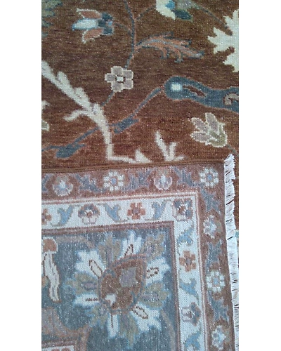 Handknotted Turkish Brown / Navy 8x10 7033-Brown-8x10-6/40-3