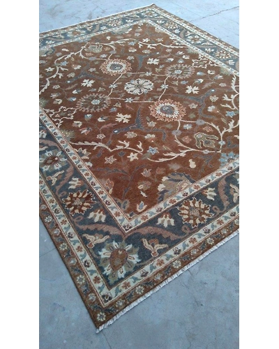 Handknotted Turkish Brown / Navy 8x10 7033-Brown-8x10-6/40-4