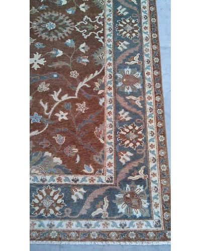 Handknotted Turkish Brown / Navy 8x10 7033-Brown-8x10-6/40-6