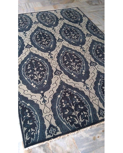 Handknotted Turkish Blue / Grey Rug 6x9 7010-Blue-6x9-5/32-3