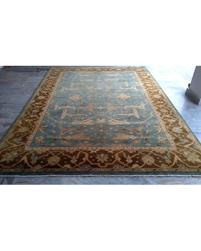 Handknotted Turkish Blue / Brown Rug 8x10 7001-Blue-8x10-5/32-1