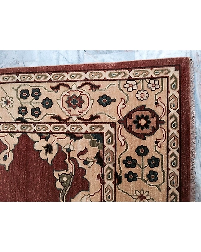 Handknotted Turkish Orange / Beige Rug 8x10 7007-Orange-8x10-5/32-1