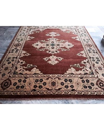 Handknotted Turkish Orange / Beige Rug 8x10 7007-Orange-8x10-5/32-2