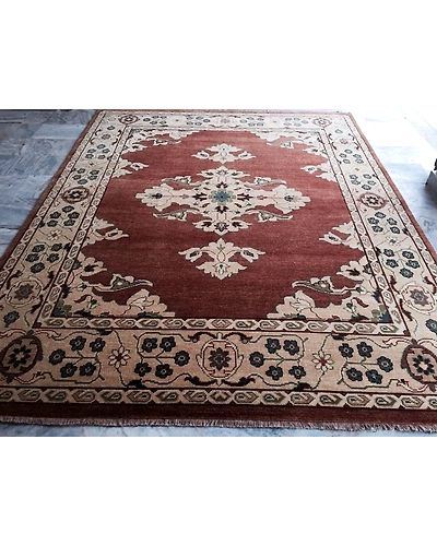 Handknotted Turkish Orange / Beige Rug 8x10 7007-Orange-8x10-5/32-3