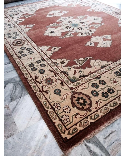Handknotted Turkish Orange / Beige Rug 8x10 7007-Orange-8x10-5/32-4