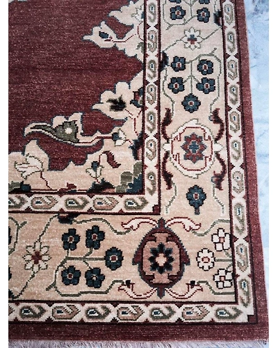 Handknotted Turkish Orange / Beige Rug 8x10 7007-Orange-8x10-5/32-5