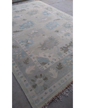 Handknotted Turkish Beige / Lt. Grey Rug 9x12 7029