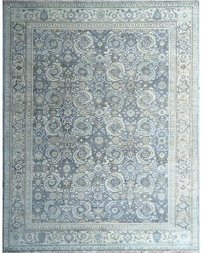 Handknotted Turkish Blue / Beige Rug 8x10 7043-Blue-8x10-6/40-1