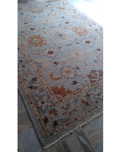 Handknotted Turkish Sky Blue Mix Rug 9x12 7048-Sky Blue-9x12-4.5 / 25-5