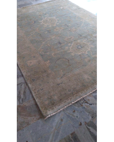 Handknotted Turkish Light blue / Light Green Rug 8x11 7036-Light Blue-8x11-6/40-4
