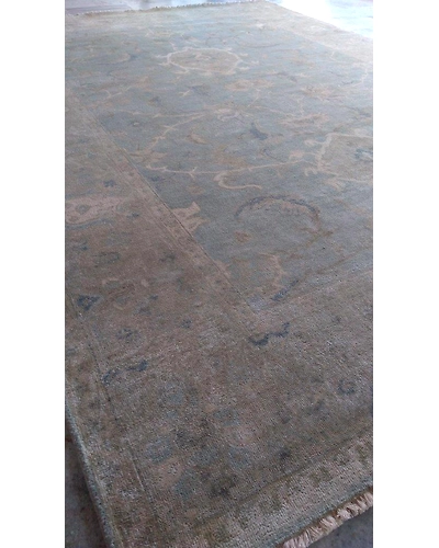 Handknotted Turkish Light blue / Light Green Rug 8x11 7036-Light Blue-8x11-6/40-6
