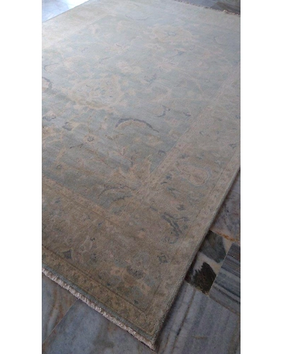 Handknotted Turkish Light blue / Light Green Rug 8x11 7036-Light Blue-8x11-6/40-7