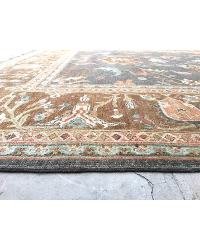 Handknotted Turkish Brown / Navy 9x12 7056-Brown-9x12-6/40-3
