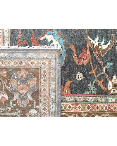 Handknotted Turkish Brown / Navy 9x12 7056-Brown-9x12-6/40-5