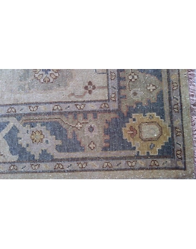 Handknotted Turkish Beige / Blue Rug 8x10 7014