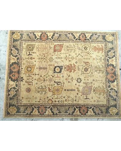 Handknotted Turkish Beige / Blue Rug 8x10 7014-Beige-8x10-6/40-3