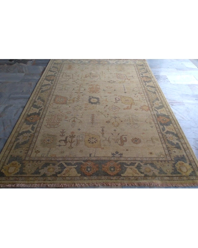 Handknotted Turkish Beige / Blue Rug 8x10 7014-Beige-8x10-6/40-6
