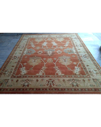 Handknotted Turkish Orange / Beige Rug 6x9 7003-Orange-6x9-5/32-1