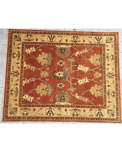 Handknotted Turkish Orange / Beige Rug 6x9 7003-Orange-6x9-5/32-3