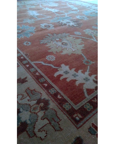 Handknotted Turkish Orange / Beige Rug 6x9 7003-Orange-6x9-5/32-5
