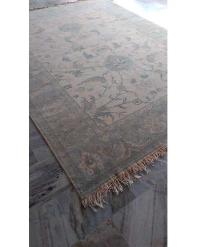 Handknotted Turkish Beige / Blue Rug 8x10 7037-Beige-8x10-6/40-1