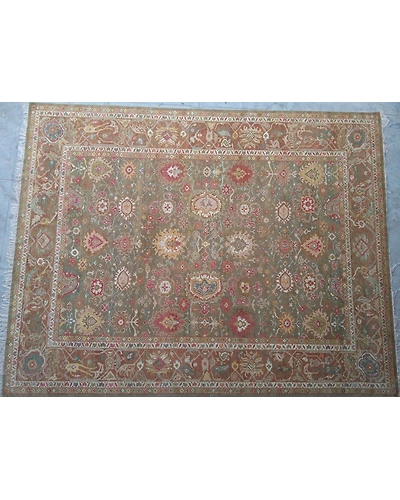 Handknotted Turkish Green / Brown Rug 8x10 7042-Green-8x10-6/40-2