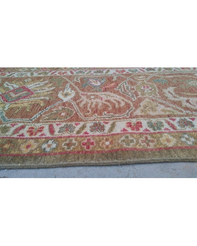 Handknotted Turkish Green / Brown Rug 8x10 7042-Green-8x10-6/40-3