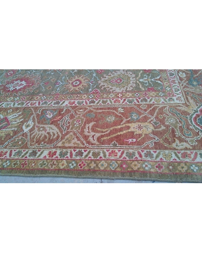 Handknotted Turkish Green / Brown Rug 8x10 7042-Green-8x10-6/40-5