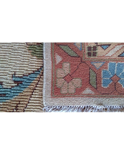Handknotted Turkish Beige / Orange Grilled Rug 6x9 7002-Beige-6x9-5/32-5