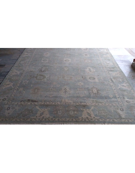 Handknotted Turkish Blue / Grey Grilled Rug 8x10 7034