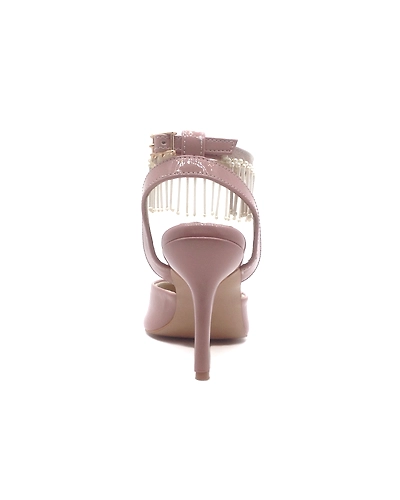 Nude Patent Heels with Pearl Embellished Anklet-6