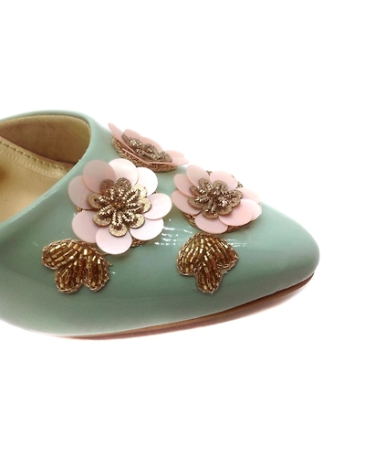 Baby Pink and Mint Green Heels with Floral Embroidery-5
