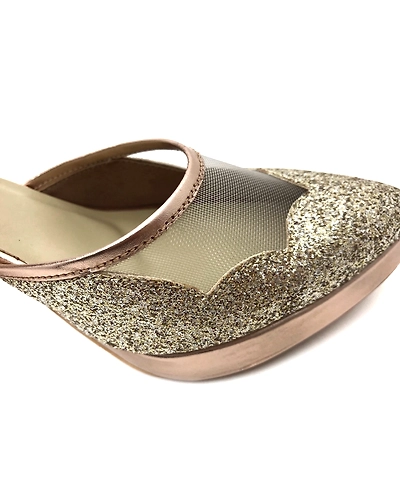 Champagne Shimmer Heels with Bow-5