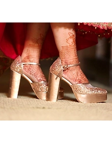 Champagne Shimmer Heels with Bow