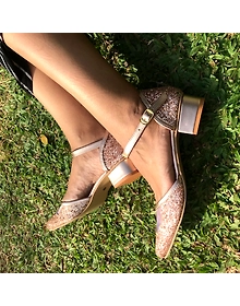 Rose Gold Shimmer Block Heels