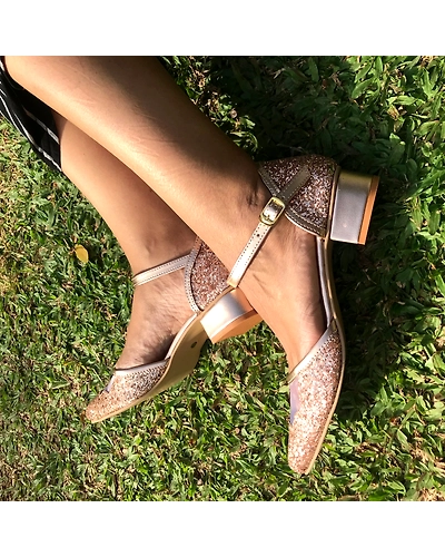 Rose Gold Shimmer Block Heels-WWNSC180303