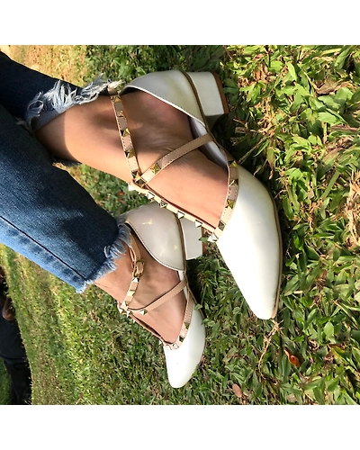 White Pyramid Block Heels-WWNSC180304