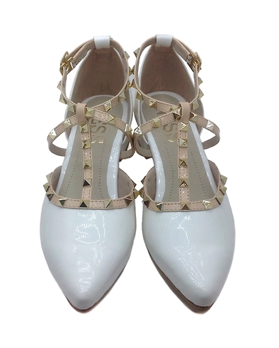 White Pyramid Block Heels-2