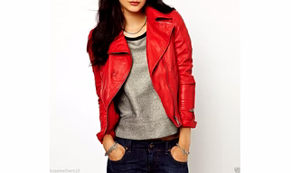 New 100% Pure Genuine Soft Lambskin Women's Leather Motor Biker Jacket #AZ30