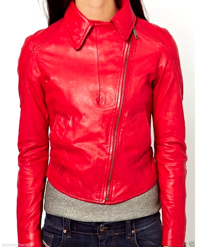 New 100% Pure Genuine Soft Lambskin Women's Leather Motor Biker Jacket #AZ30-2