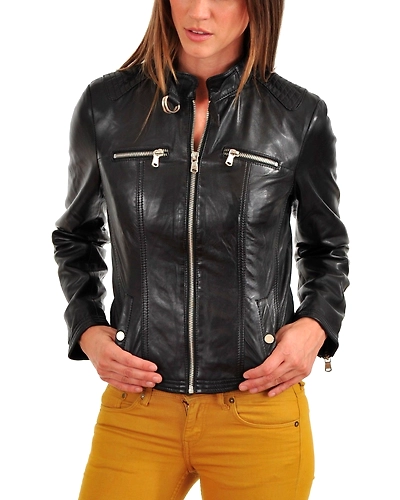 New Women's  Genuine Soft Lambskin Leather T-Shirt-4
