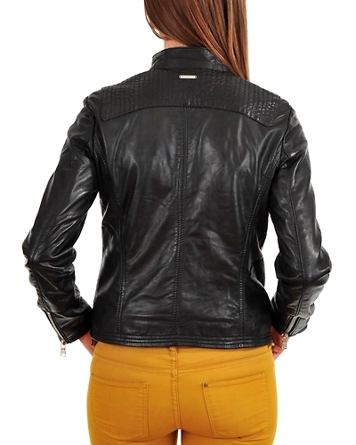 New Women's  Genuine Soft Lambskin Leather T-Shirt-3