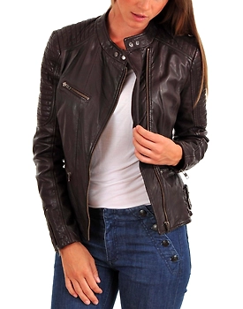 New 100% Pure Genuine Soft Lambskin Women's Leather Motor Biker Jacket #AZ88