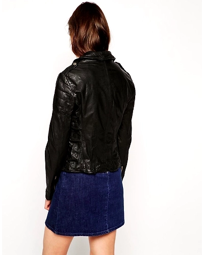 New Women's Leather Motorcycle Biker Jacket 100% Genuine Soft Lambskin #B128-1