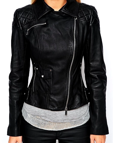 New Women's Genuine Soft Lambskin Leather Motor Biker Jacket #A500-1